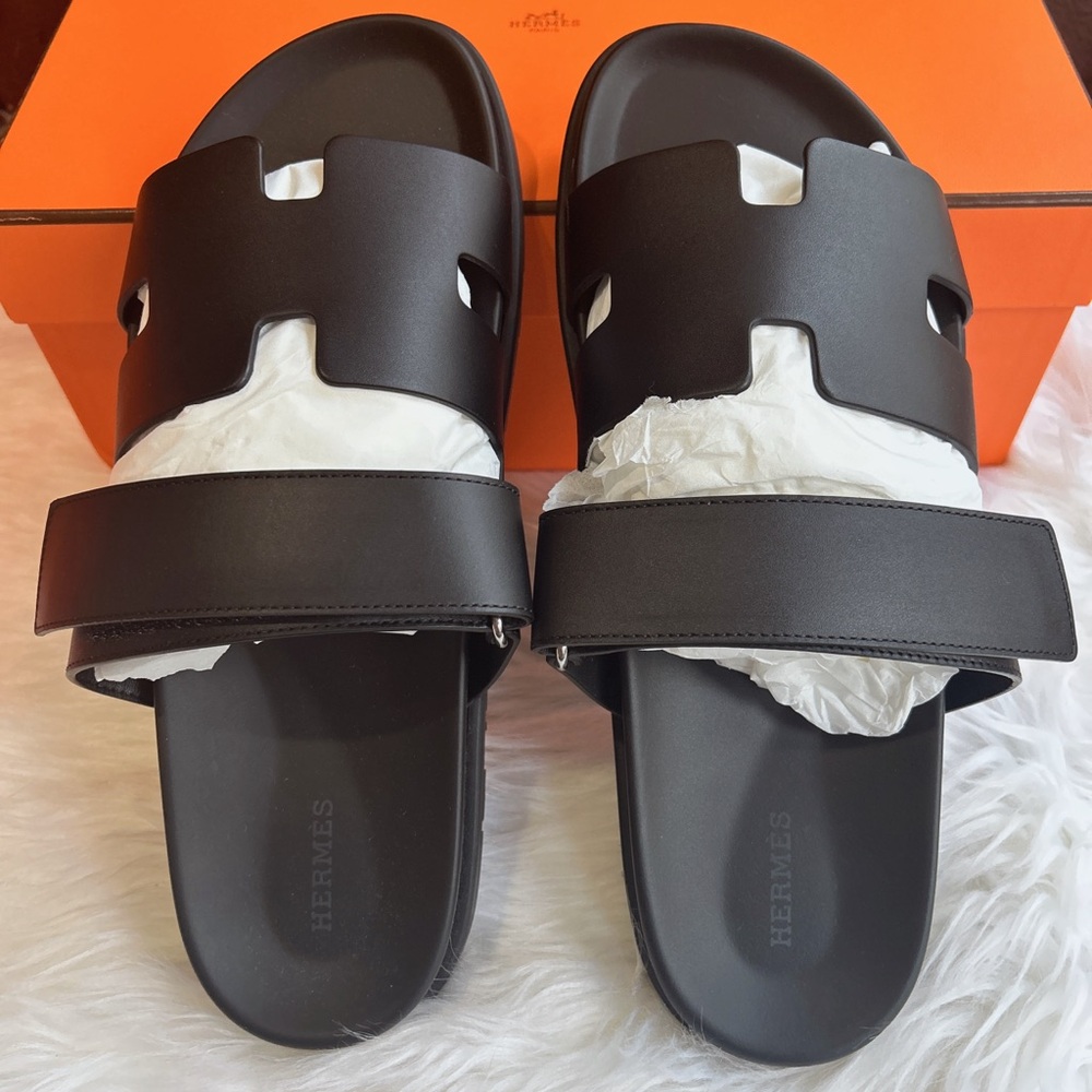 Hermes chypre sandals black size 43 US size 10